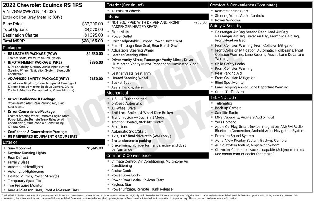 Used 2022 Chevrolet Equinox RS w/ RS Leather Package AWD/4WD image 3