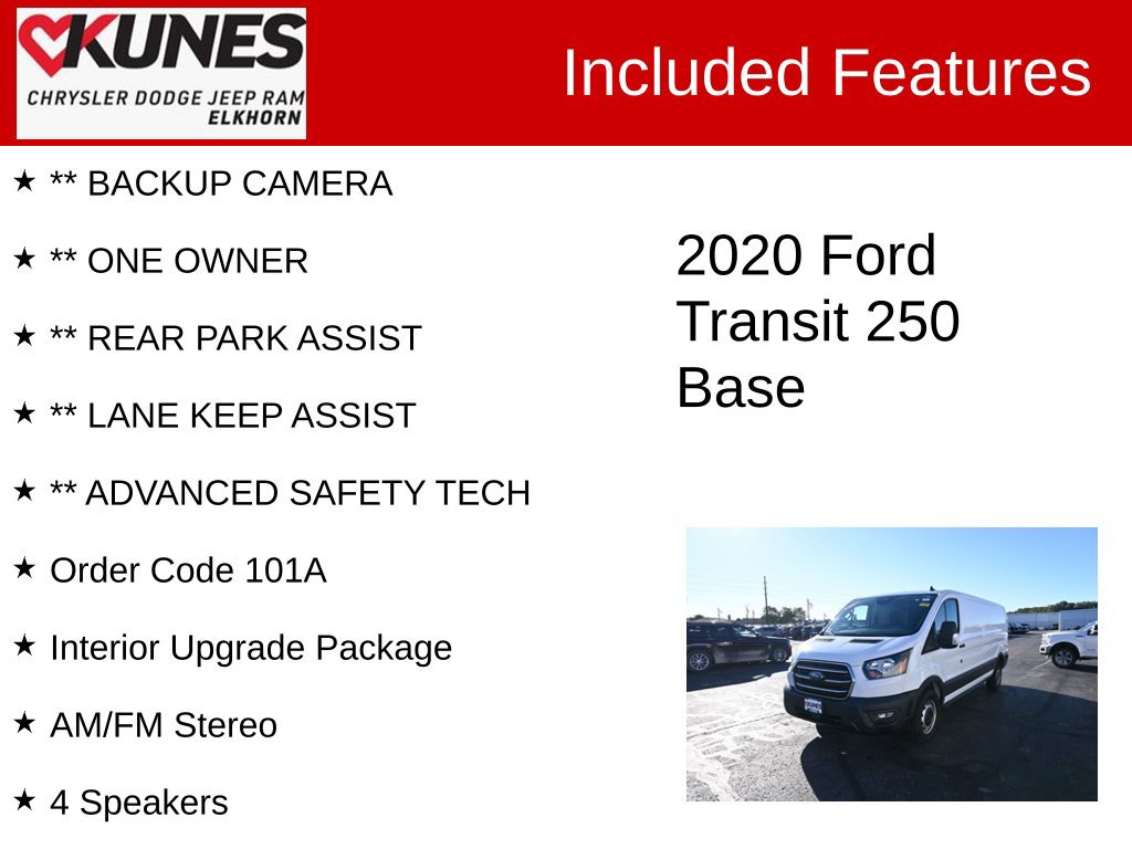 Used 2020 Ford Transit 250 Low Roof w/ Interior Upgrade Package RWD image 2
