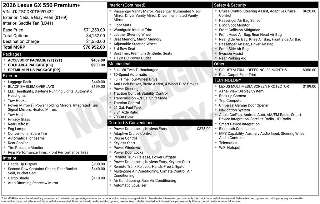 New 2026 Lexus GX 550 w/ Accessory Package (2T) AWD/4WD image 4