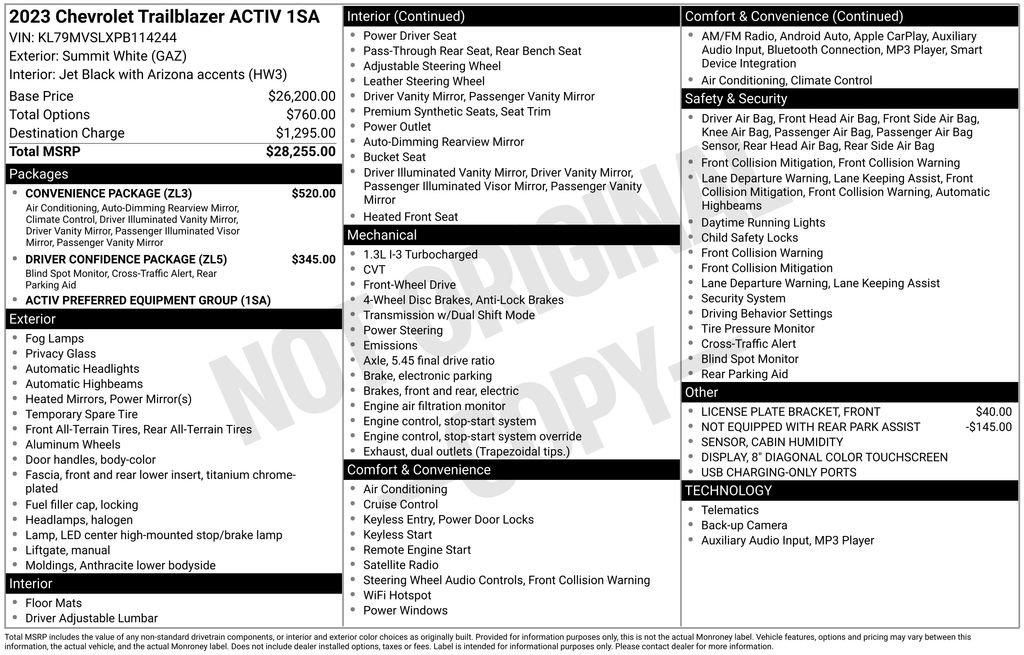 Used 2023 Chevrolet TrailBlazer ACTIV w/ Convenience Package image 3