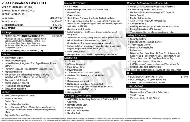 Used 2014 Chevrolet Malibu LT w/ Power Convenience Package FWD image 30