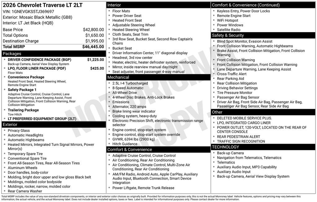 New 2026 Chevrolet Traverse LT w/ Driver Confidence Package AWD/4WD image 9