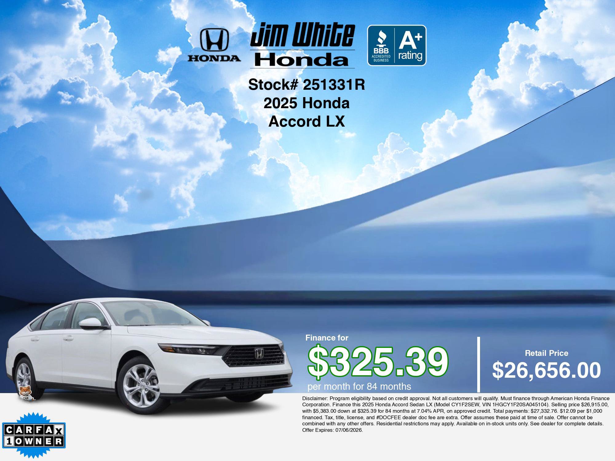 Certified 2025 Honda Accord LX image 3