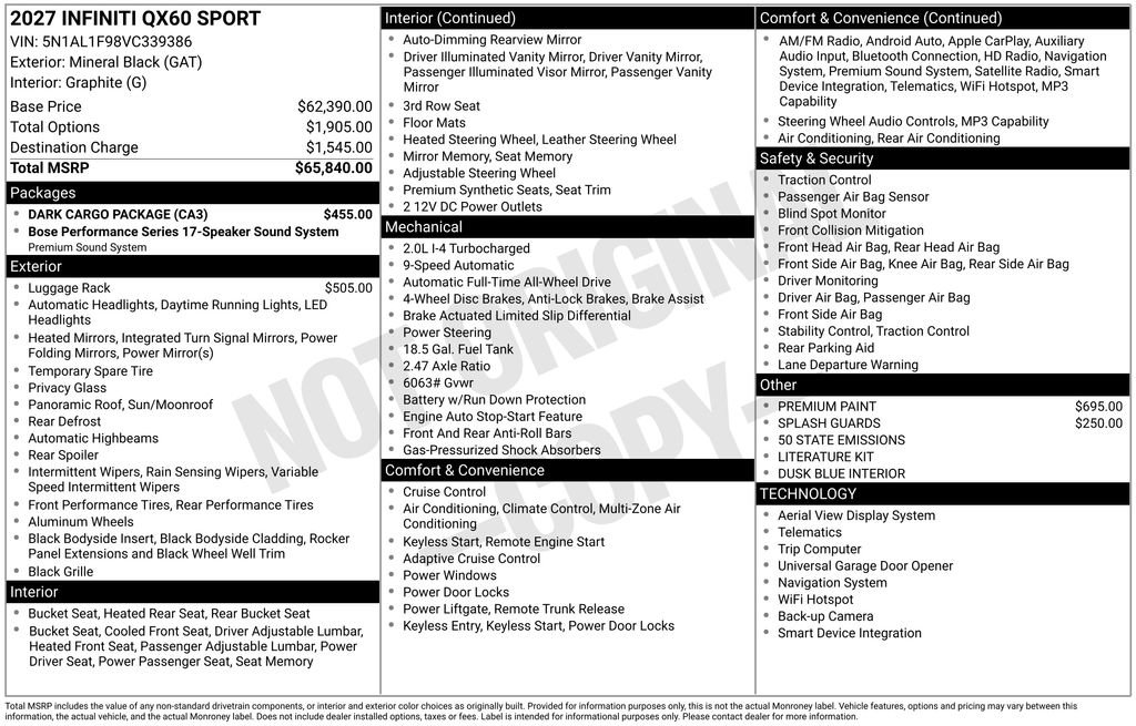 New 2027 INFINITI QX60 Sport w/ Dark Cargo Package AWD/4WD image 35