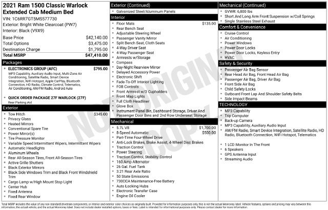 Used 2021 RAM 1500 Warlock w/ Electronics Group AWD/4WD image 25