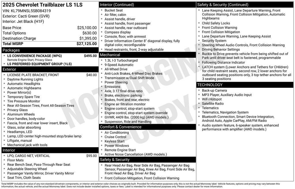 Used 2025 Chevrolet TrailBlazer LS w/ LS Convenience Package AWD/4WD image 6