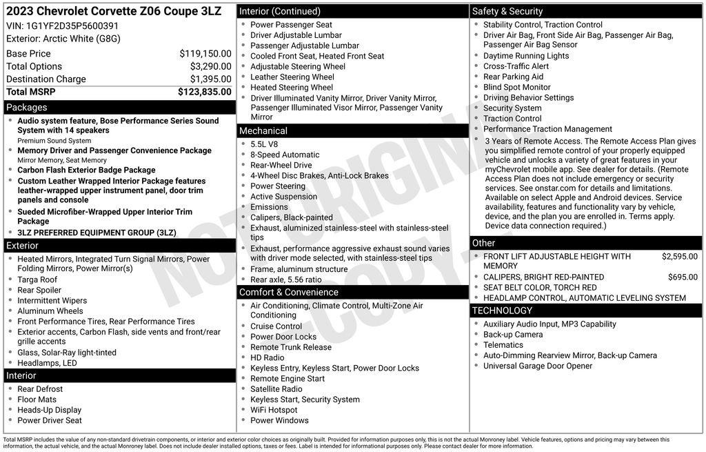 Used 2023 Chevrolet Corvette Z06 RWD image 44