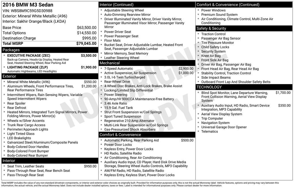 Used 2016 BMW M3 w/ Executive Package image 47