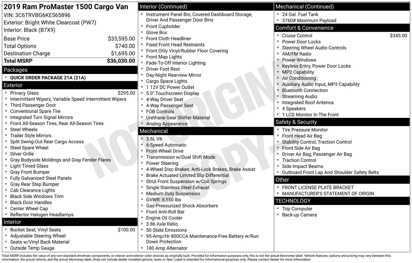 Used 2019 RAM ProMaster 1500 image 28