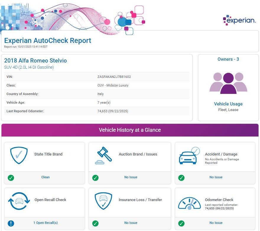 Used 2018 Alfa Romeo Stelvio Base AWD 4dr Crossover image 14
