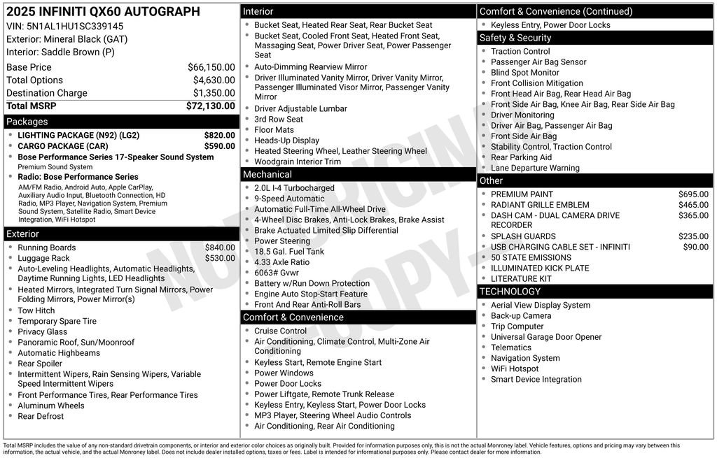Used 2025 INFINITI QX60 Autograph w/ Lighting Package (N92) image 32