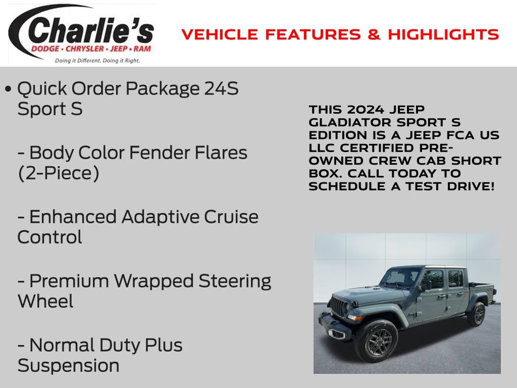 Certified 2024 Jeep Gladiator Sport AWD/4WD image 19