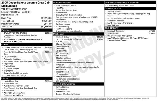 Used 2005 Dodge Dakota Laramie w/ Trailer Tow Group image 33