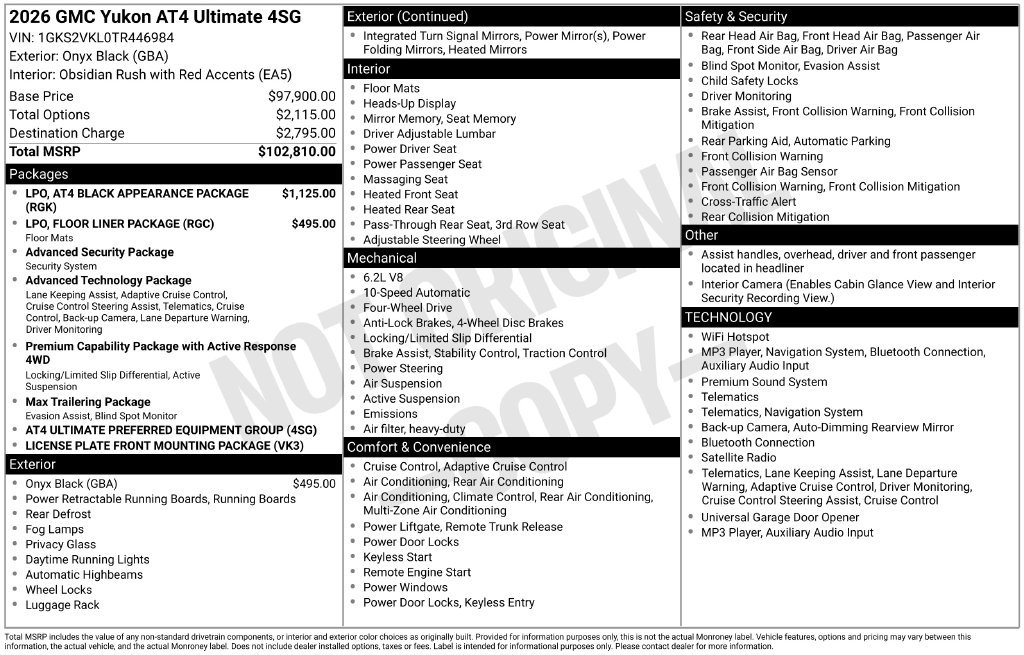New 2026 GMC Yukon AT4 Ultimate AWD/4WD image 58