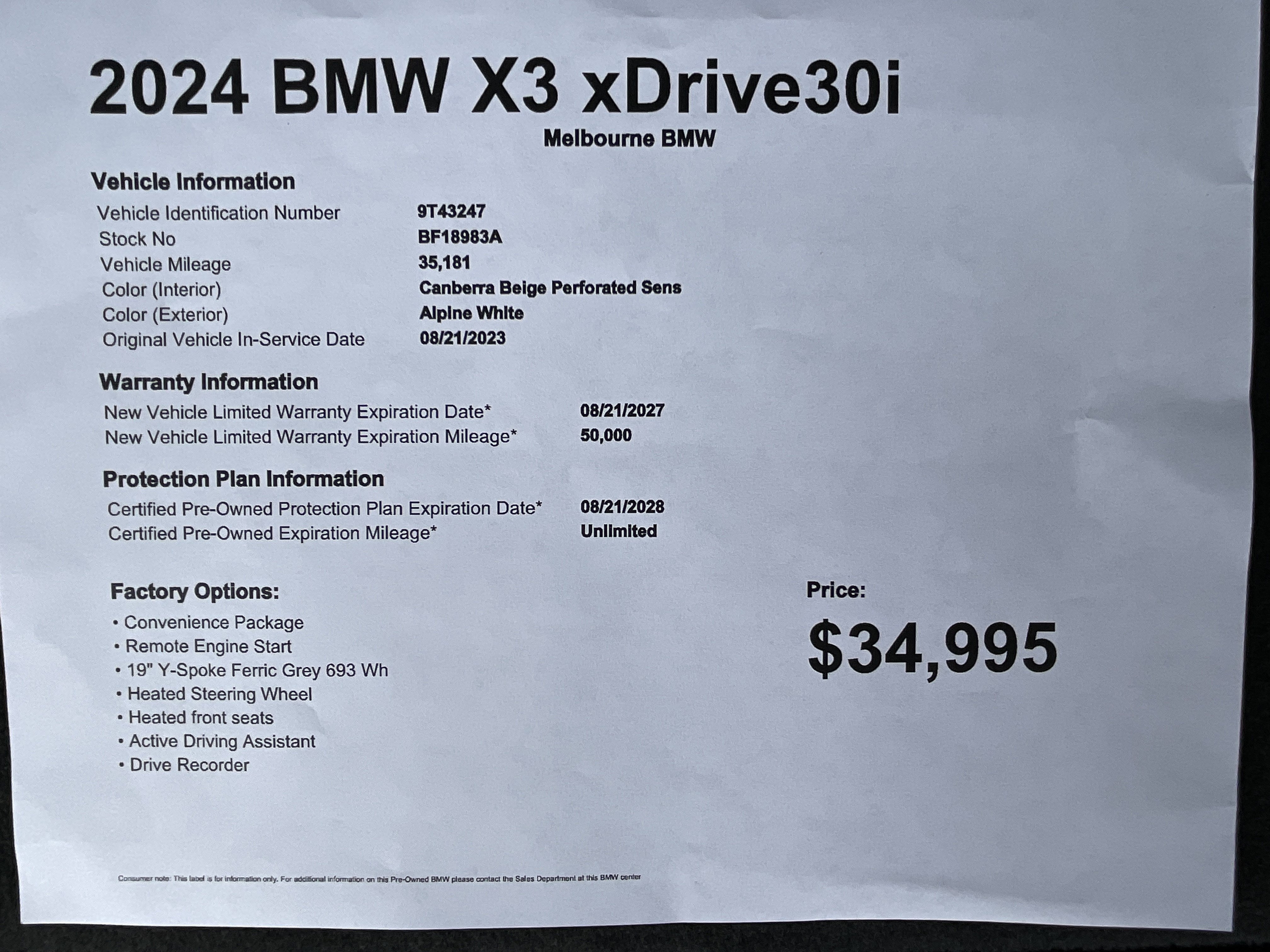 Certified 2024 BMW X3 xDrive30i w/ Convenience Package AWD/4WD image 38