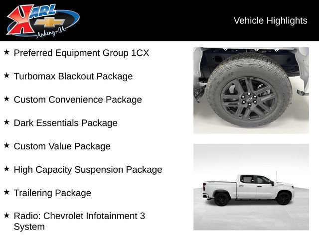 New 2026 Chevrolet Silverado 1500 Custom w/ Turbomax Blackout Package AWD/4WD image 3