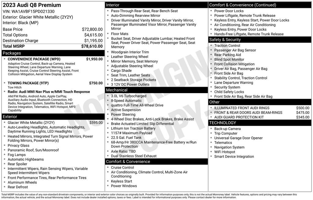 Used 2023 Audi Q8 Premium w/ Convenience Package image 74