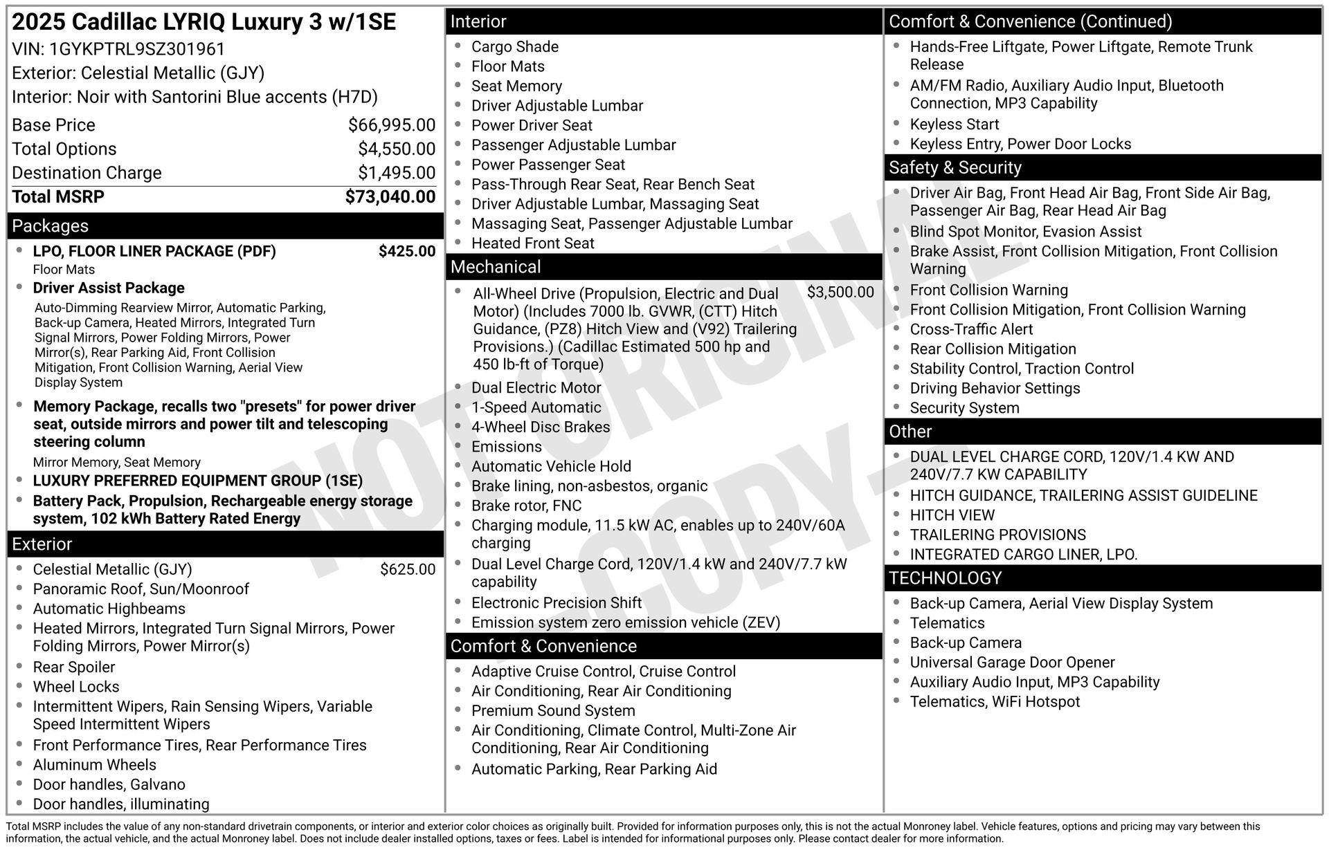 Certified 2025 Cadillac Lyriq Luxury w/ LPO, Floor Liner Package image 46