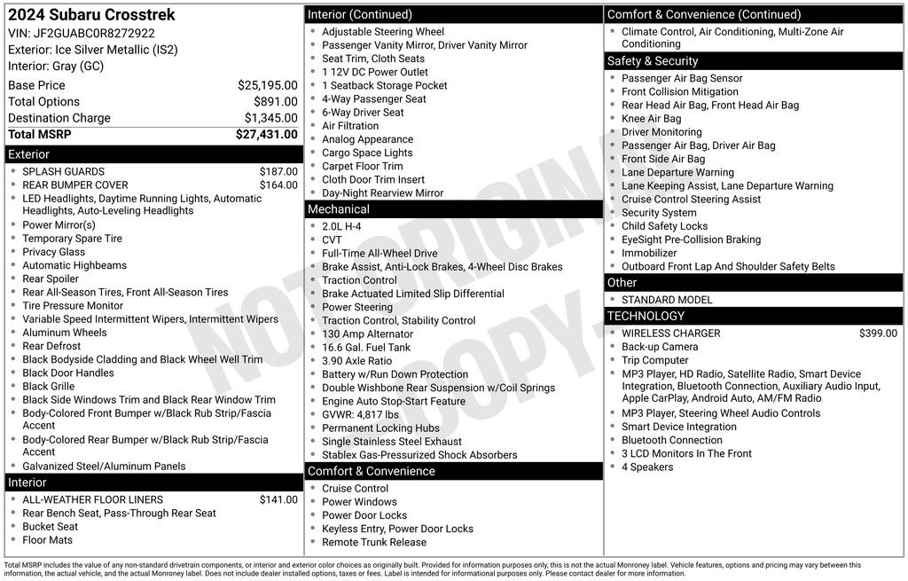 Certified 2024 Subaru Crosstrek 2.0i AWD/4WD image 33