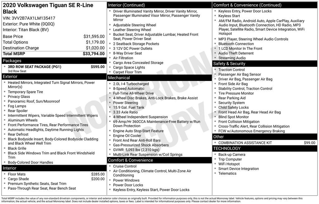 Used 2020 Volkswagen Tiguan SE R-Line w/ 3rd Row Seat Package image 43