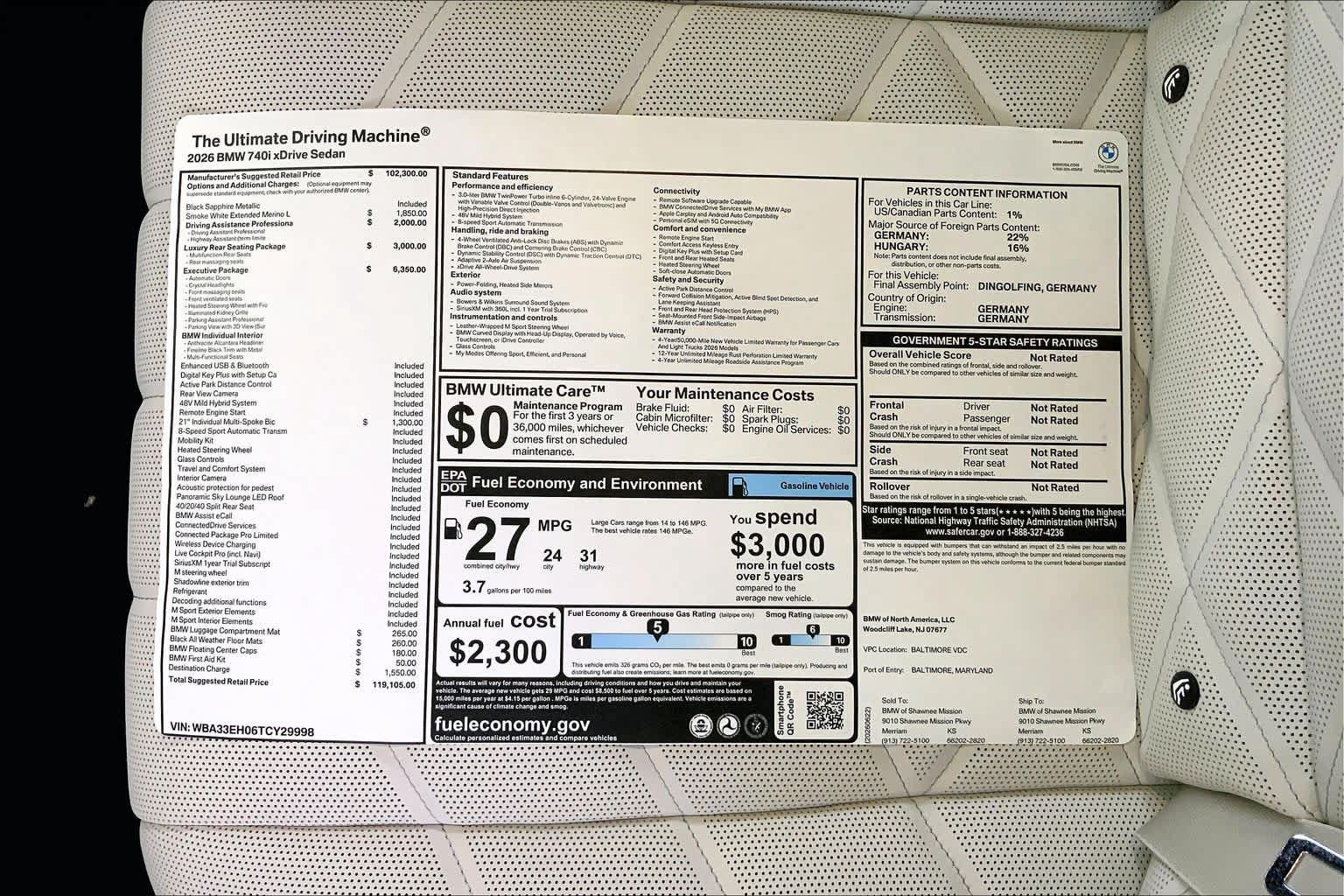 New 2026 BMW 740i xDrive w/ Executive Package AWD/4WD image 22