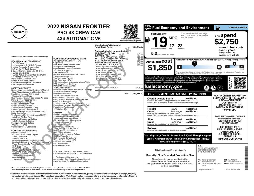 Used 2022 Nissan Frontier PRO-4X w/ Technology Package AWD/4WD image 31