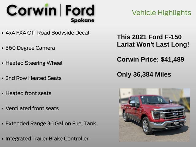 Used 2021 Ford F150 Lariat w/ Equipment Group 502A High AWD/4WD image 31