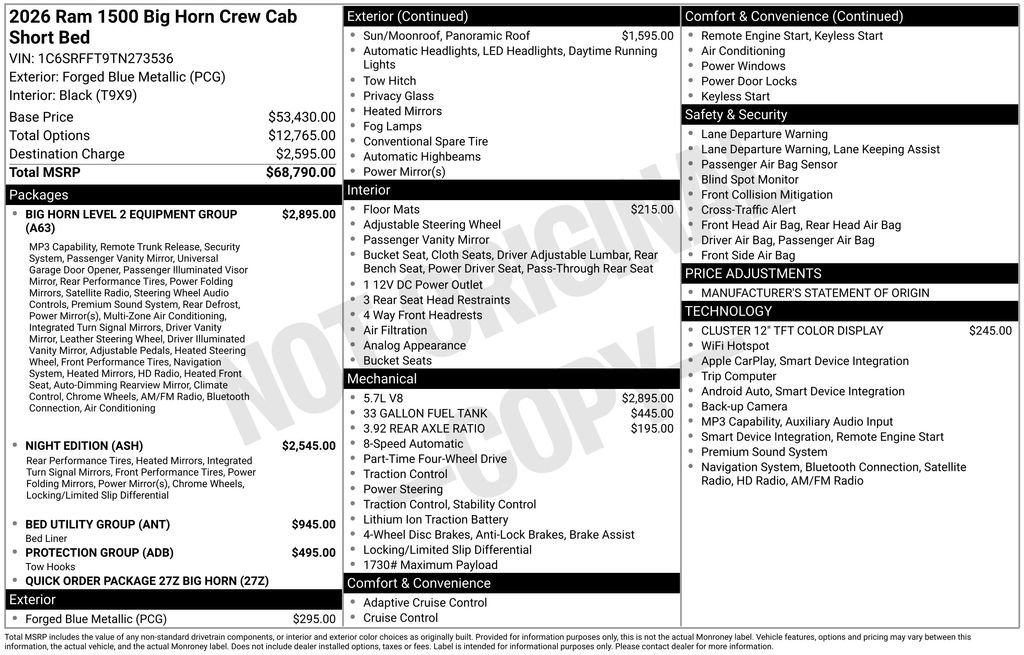 New 2026 RAM 1500 Big Horn AWD/4WD image 3