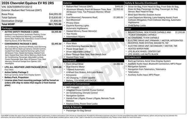 New 2026 Chevrolet Equinox EV RS w/ Active Safety Package 3 AWD/4WD image 15