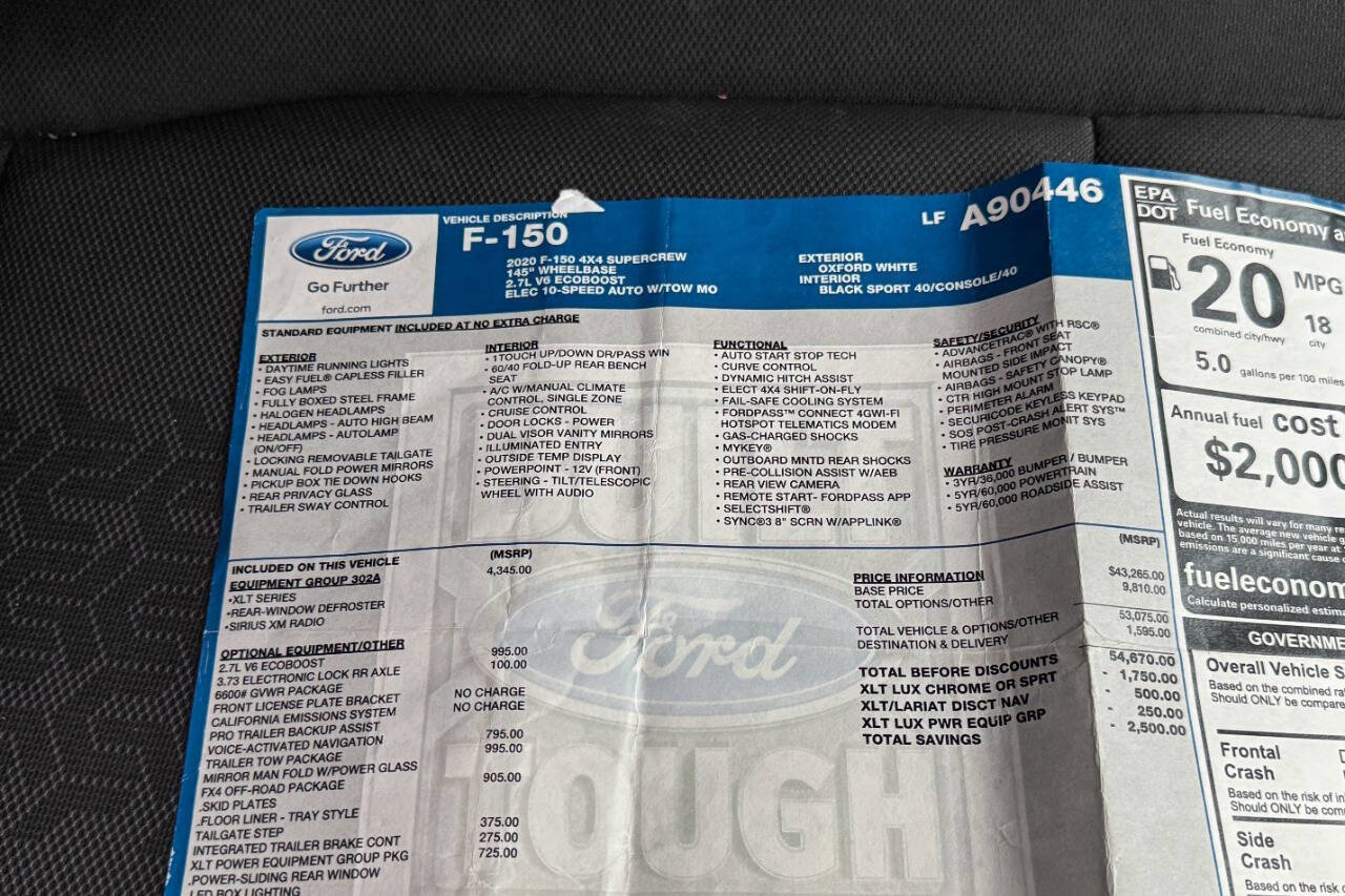 Used 2020 Ford F150 XLT w/ Equipment Group 302A Luxury image 35