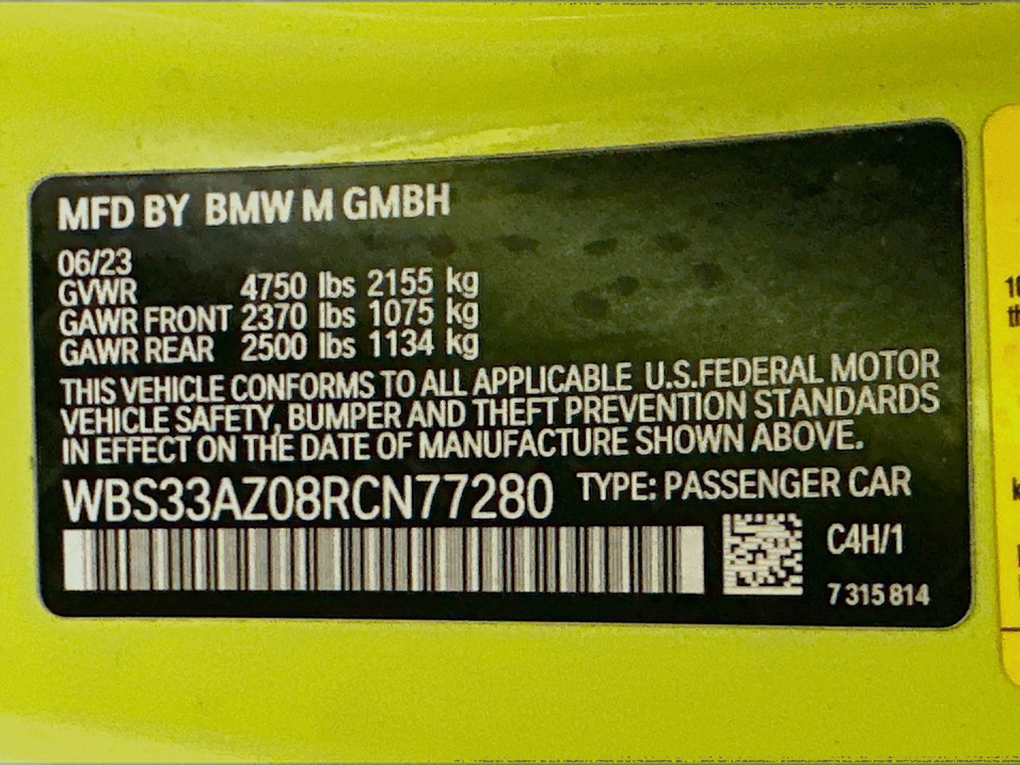 Used 2024 BMW M4 Competition w/ Parking Assistance Package RWD image 34