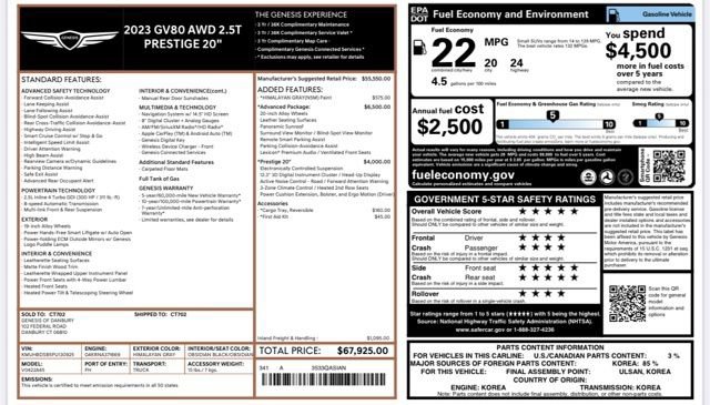 Used 2023 Genesis GV80 2.5T w/ Prestige 20" Package image 27