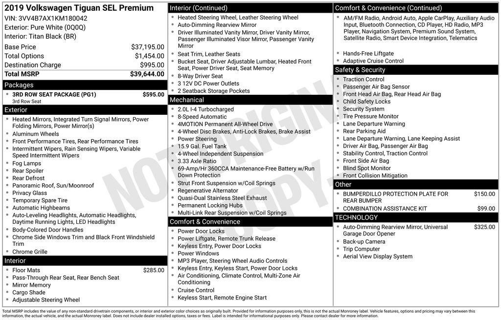 Used 2019 Volkswagen Tiguan SEL Premium w/ 3rd Row Seat Package image 30