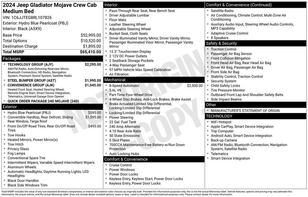 Used 2024 Jeep Gladiator Mojave w/ Technology Group image 4