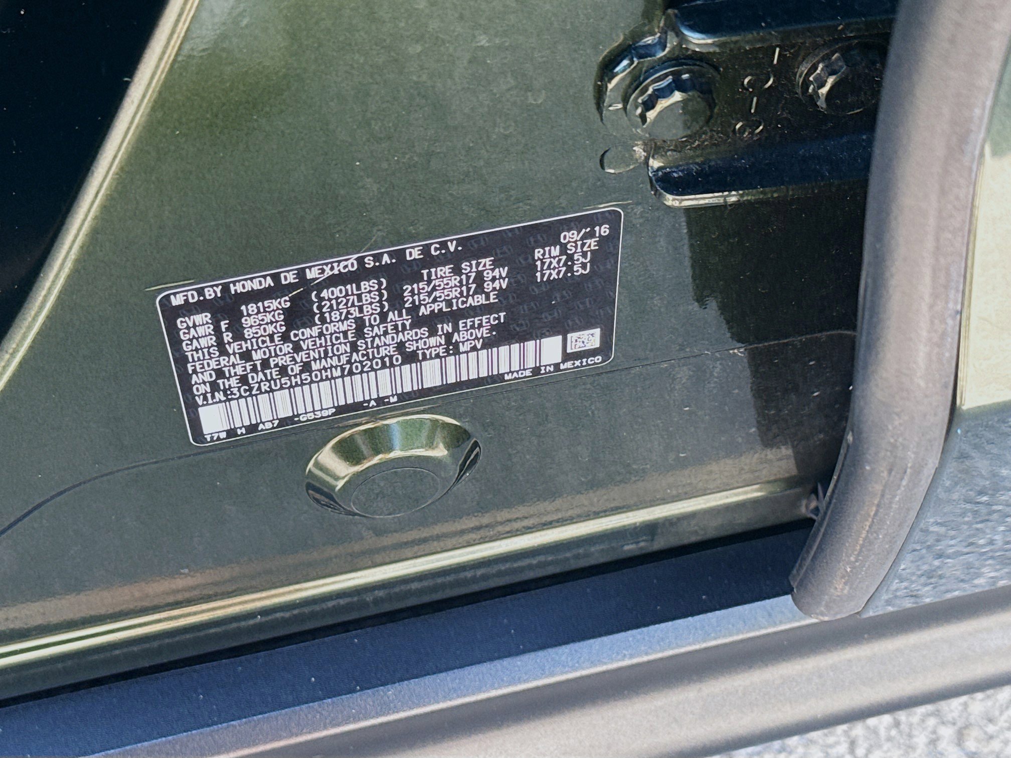 Certified 2017 Honda HR-V EX image 36