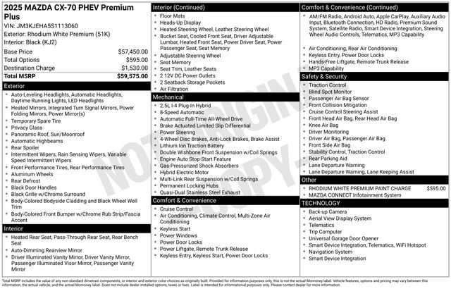 Used 2025 MAZDA CX-70 Plug-In Hybrid w/ Premium Plus image 36