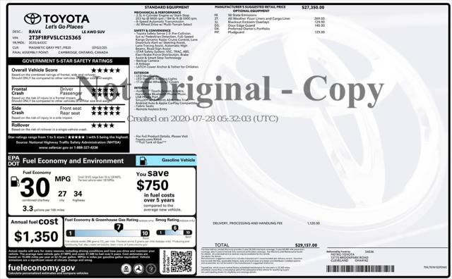 Used 2020 Toyota RAV4 LE w/ All Weather Liner Package AWD/4WD image 4