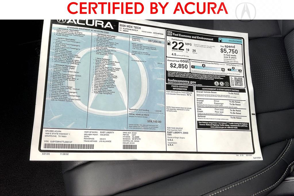 Used 2026 Acura MDX w/ Technology Package image 20