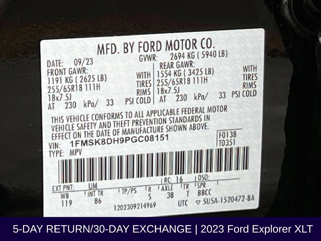Certified 2023 Ford Explorer XLT AWD/4WD image 37