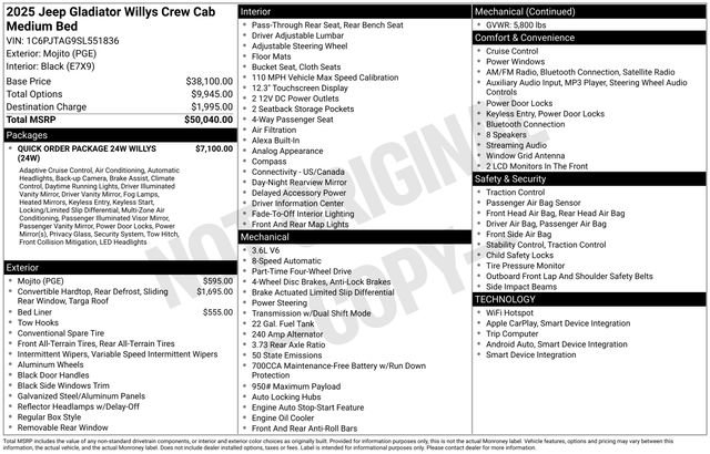 New 2025 Jeep Gladiator Sport AWD/4WD image 39
