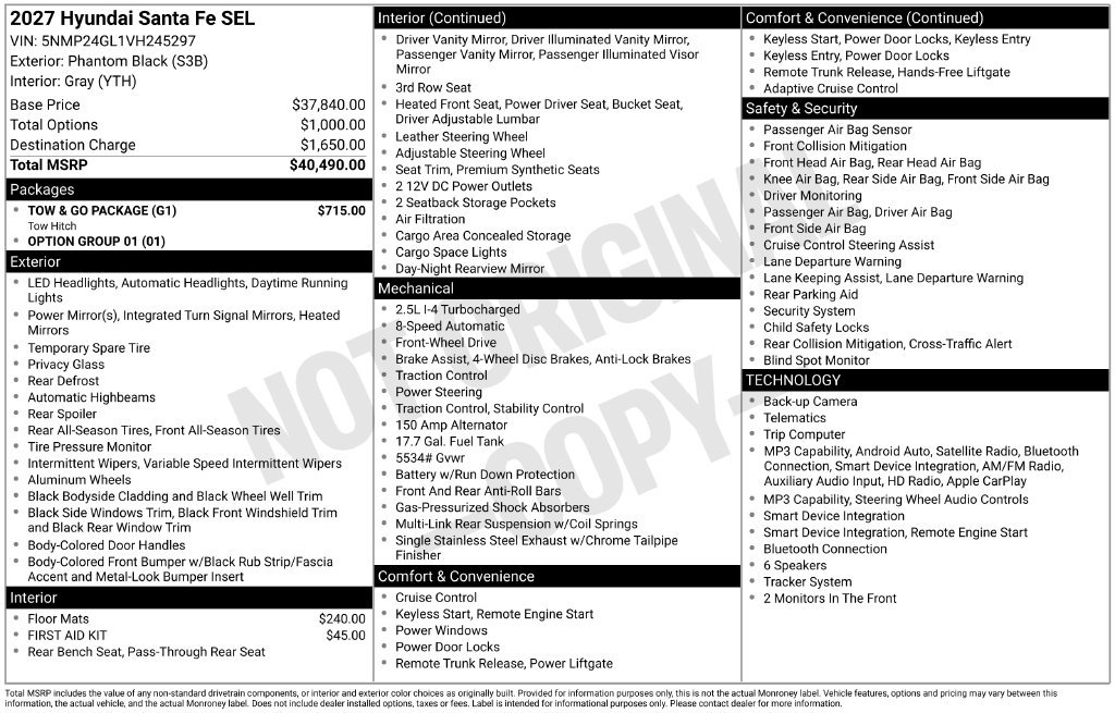 New 2027 Hyundai Santa Fe SEL w/ Tow & Go Package FWD image 25