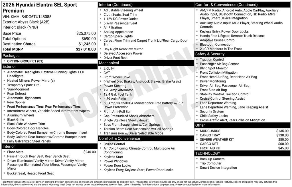 New 2026 Hyundai Elantra SEL Sport Premium FWD image 4