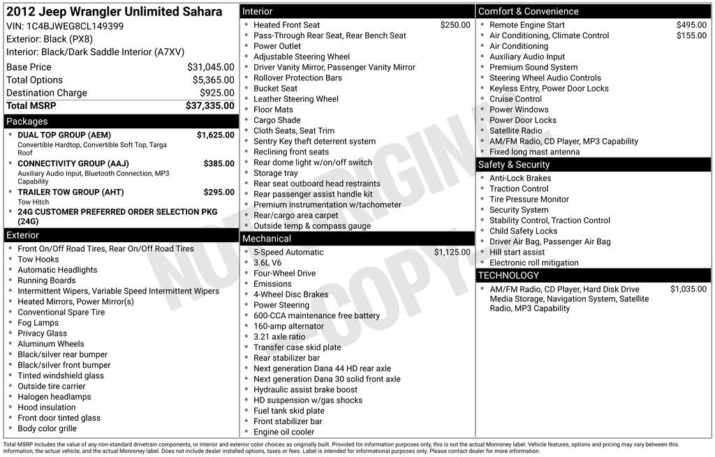 Used 2012 Jeep Wrangler Unlimited Sahara w/ Dual Top Group image 3