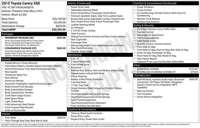 Used 2015 Toyota Camry XSE w/ Moonroof Package FWD image 7