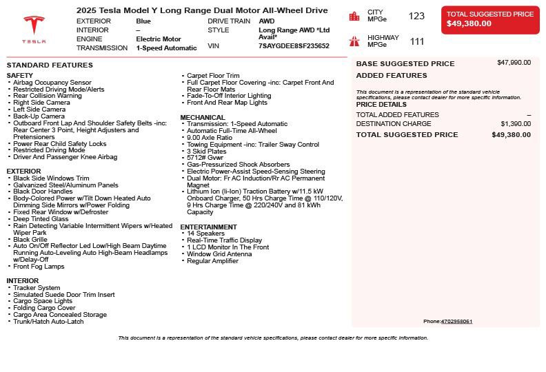 Used 2025 Tesla Model Y Long Range AWD/4WD image 3