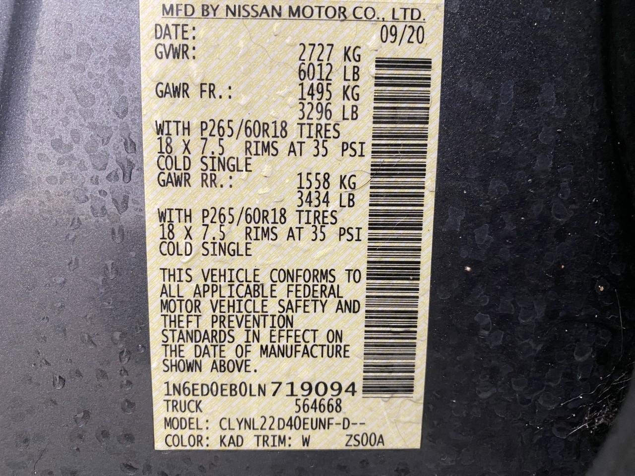 Used 2020 Nissan Frontier SV w/ Midnight Edition Floor Mats image 31