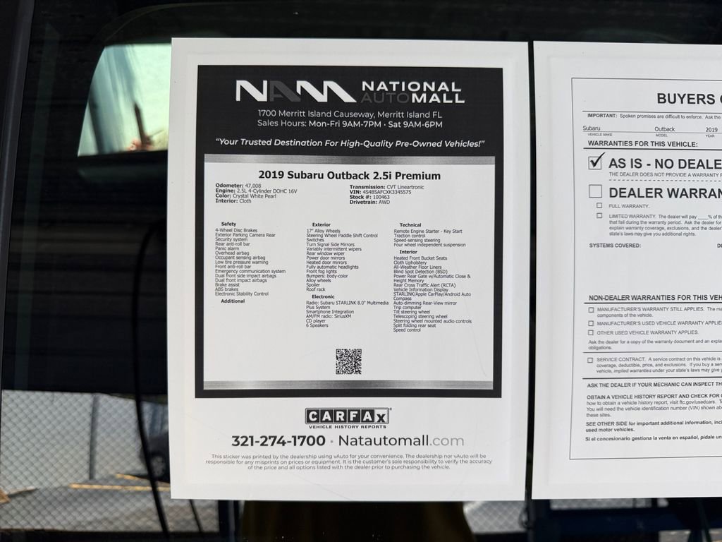 Used 2019 Subaru Outback 2.5i Premium AWD/4WD image 48