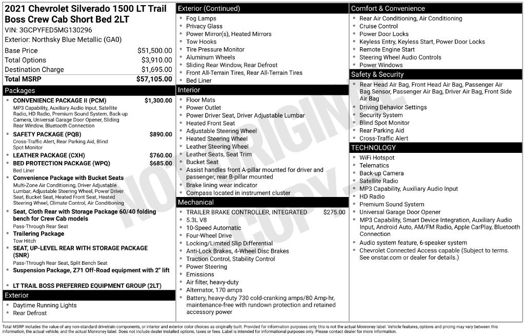 Certified 2021 Chevrolet Silverado 1500 LT Trail Boss w/ Convenience Package II AWD/4WD image 45