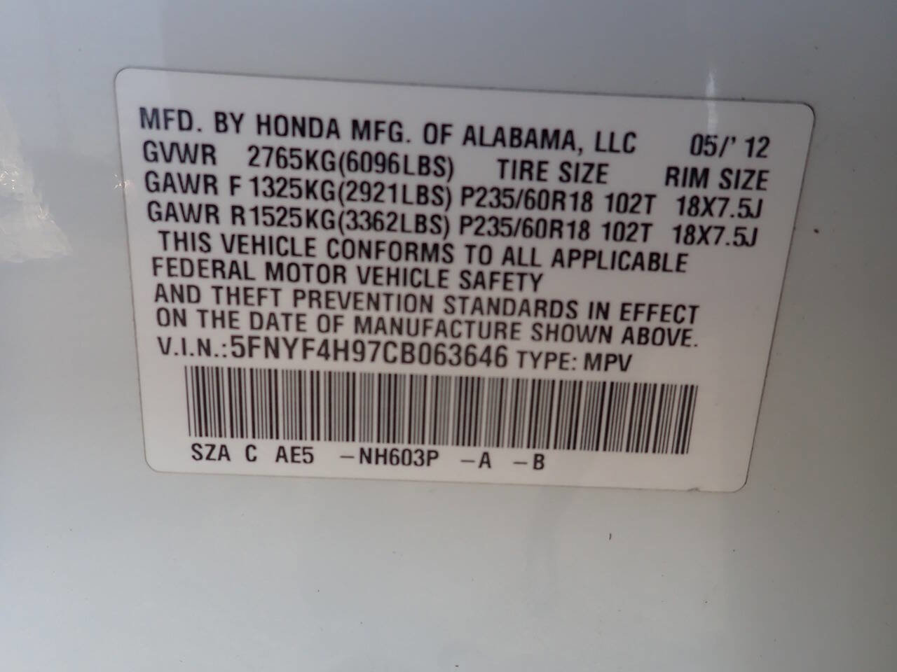 Used 2012 Honda Pilot Touring image 10