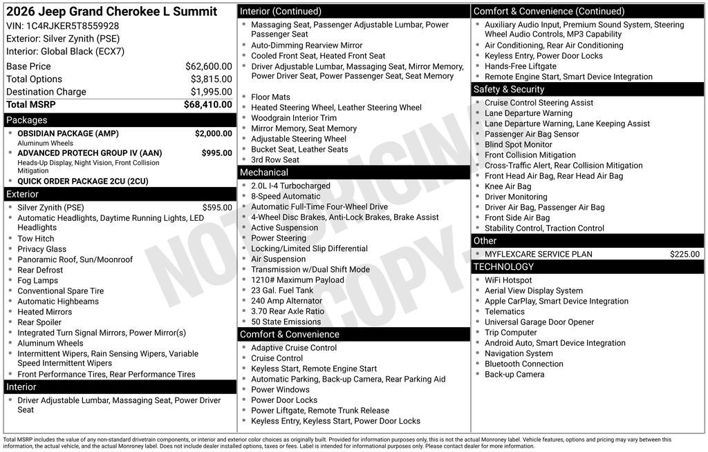 New 2026 Jeep Grand Cherokee L Summit w/ Obsidian Package AWD/4WD image 7
